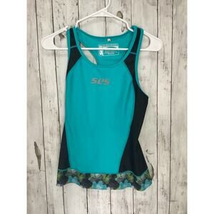 SL3S Womens Performance Tri Tank Top Size Small Blue